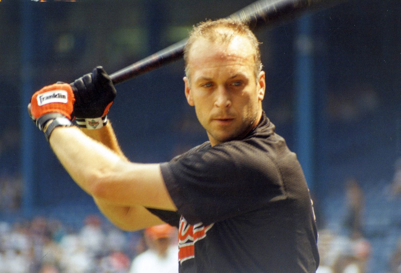 Cal Ripken Jr. taking batting practice in an Orioles uniform, 1993.